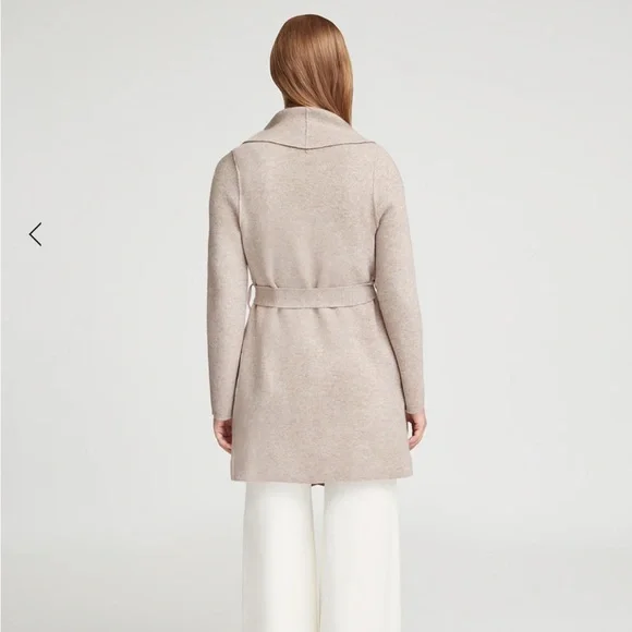 $398 Cuyana Cashmere Wool Sweater Coat XS Small Womens Beige